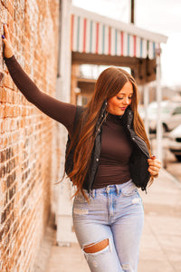 The Gaia Long Sleeve Top in Mocha Brown