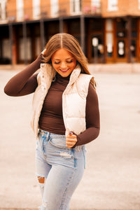 The Macie Puffer Vest in Ivory