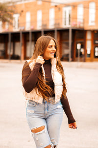 The Macie Puffer Vest in Ivory