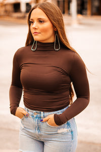 The Gaia Long Sleeve Top in Mocha Brown