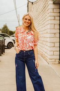 The Red Floral Horse Top