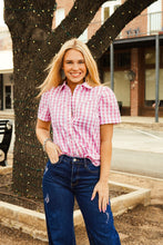 Load image into Gallery viewer, The Pink Gingham Pearl Snap
