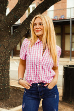 Load image into Gallery viewer, The Pink Gingham Pearl Snap
