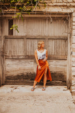 Load image into Gallery viewer, The Brazos Midi Skirt in Rust

