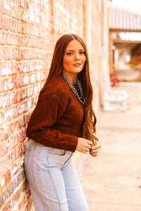 The Cowboy Cardigan in Brown