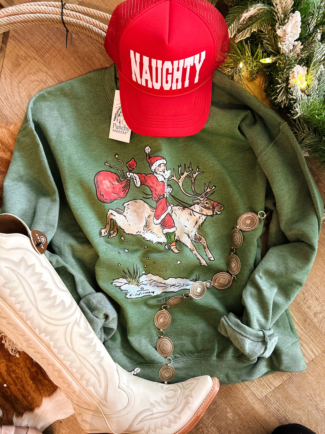 The Rank Reindeer Crewneck in Green