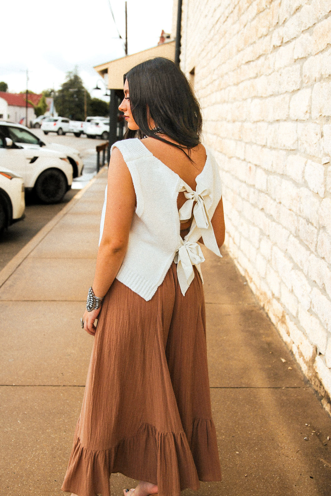 The Beisel Tie Sweater in Ivory