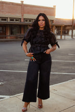 Load image into Gallery viewer, The Onyx Bow Peplum Top
