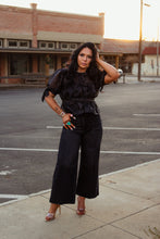 Load image into Gallery viewer, The Onyx Bow Peplum Top
