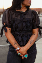 Load image into Gallery viewer, The Onyx Bow Peplum Top
