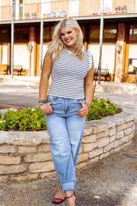 The Striped Alexandria Top in White