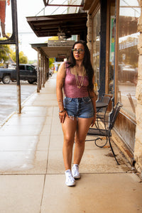 Jacquard Square Tank in Maroon