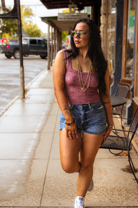 Jacquard Square Tank in Maroon