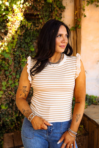 The Striped Alexandria Top in Khaki