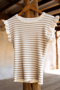 The Striped Alexandria Top in Khaki
