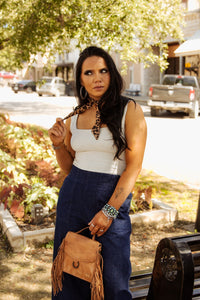 Jacquard Square Tank in Cream