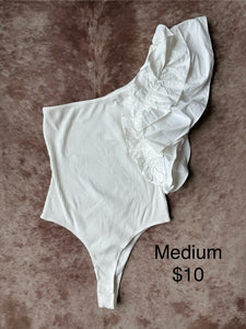 SALE 54. White Bodysuit / SZ MEDIUM
