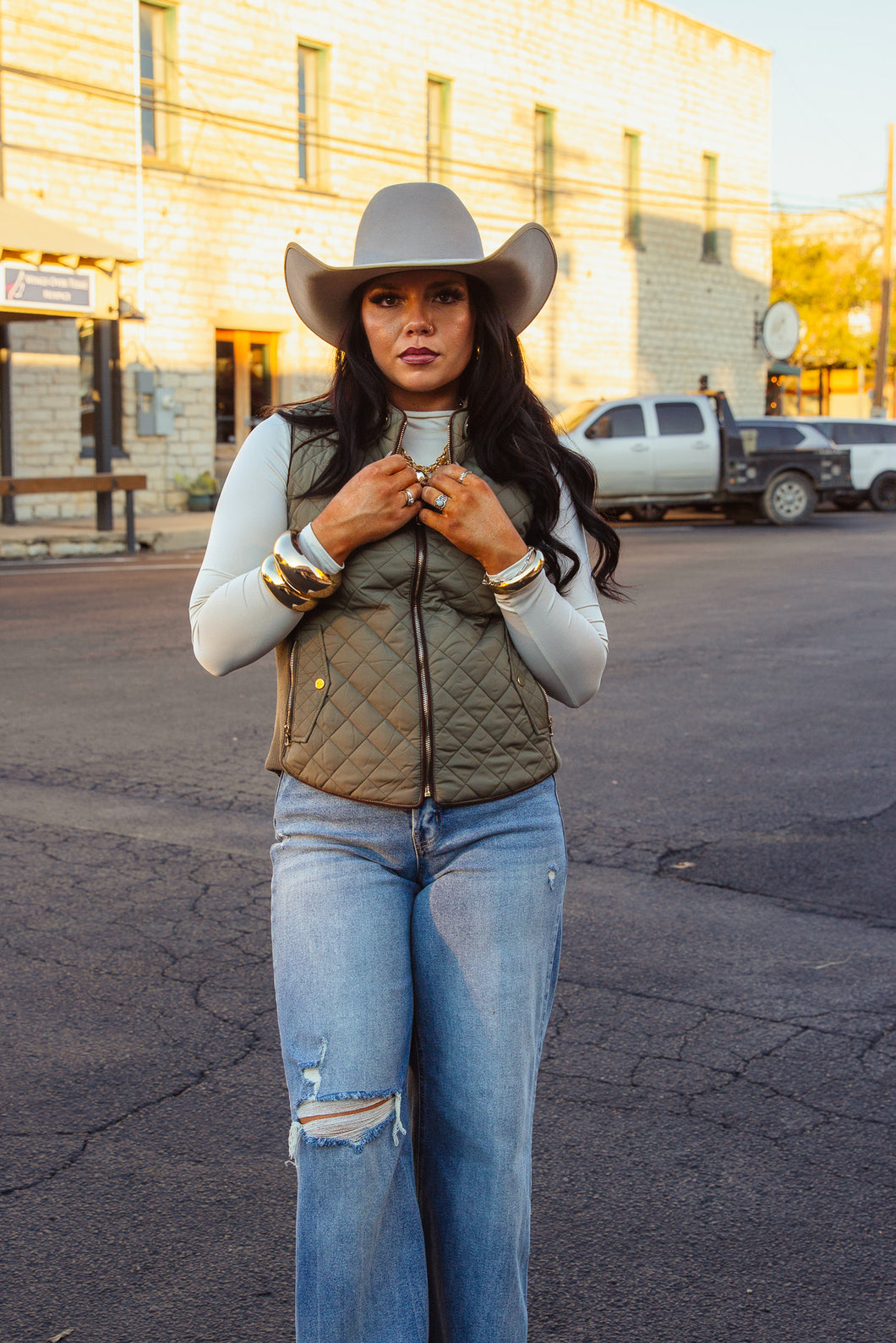 The Vaquera Vest in Olive Green