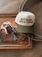 Load image into Gallery viewer, But He’s a Cowboy Trucker Hat in Green
