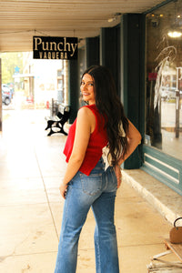 The Beisel Tie Sweater in Red