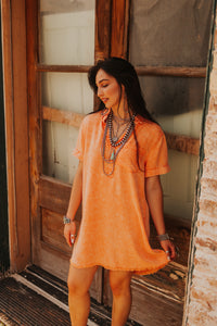 The Denim Daze Dress in Tangerine