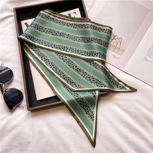 Green Leopard Stripe Wide Twilly