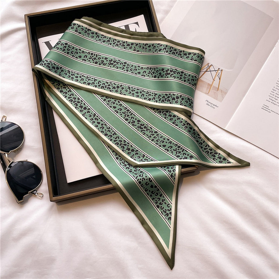 Green Leopard Stripe Wide Twilly