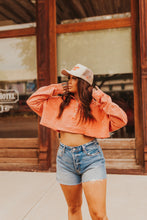 Load image into Gallery viewer, The Terry Crop Sweater in Coral
