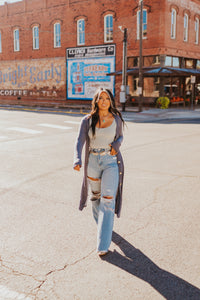 The Conlee Cardigan in Steel Blue