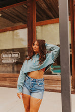 Load image into Gallery viewer, The Terry Crop Sweater in Teal
