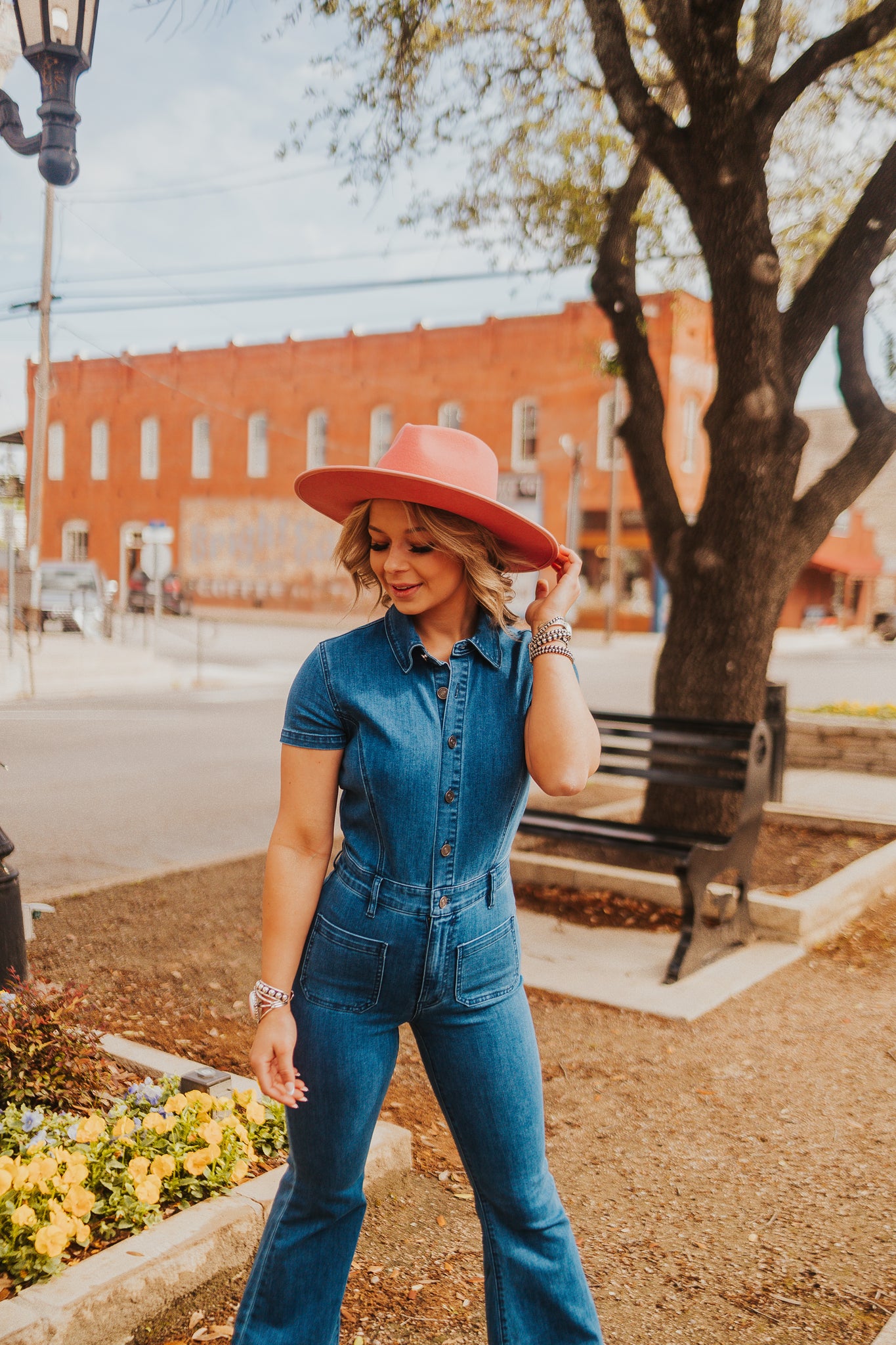 The Pleated Prep Curbside denim jumpsuit