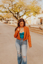 Load image into Gallery viewer, The Tilden Cropped Blazer in Rust
