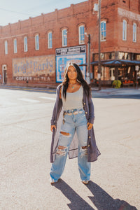 The Conlee Cardigan in Steel Blue