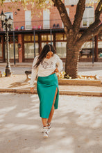 Load image into Gallery viewer, The Brazos Midi Skirt in Hunter Green
