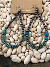 Load image into Gallery viewer, Teardrop Navajo Earrings with Square Turquoise Stone
