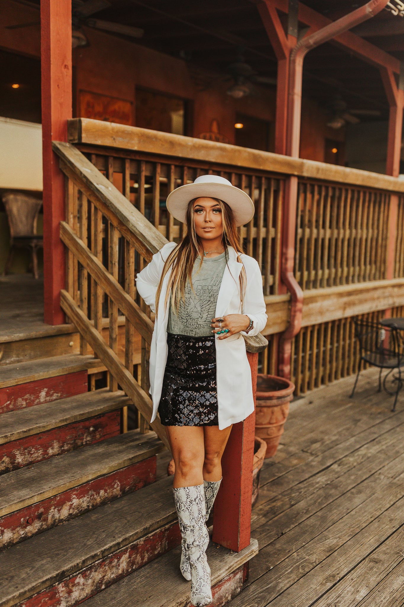 brown snakeskin boots outfit