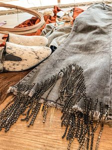 The Hattie Rhinestone Jeans in Charcoal