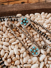 Load image into Gallery viewer, The Flower Turquoise Safety Pins Keychain
