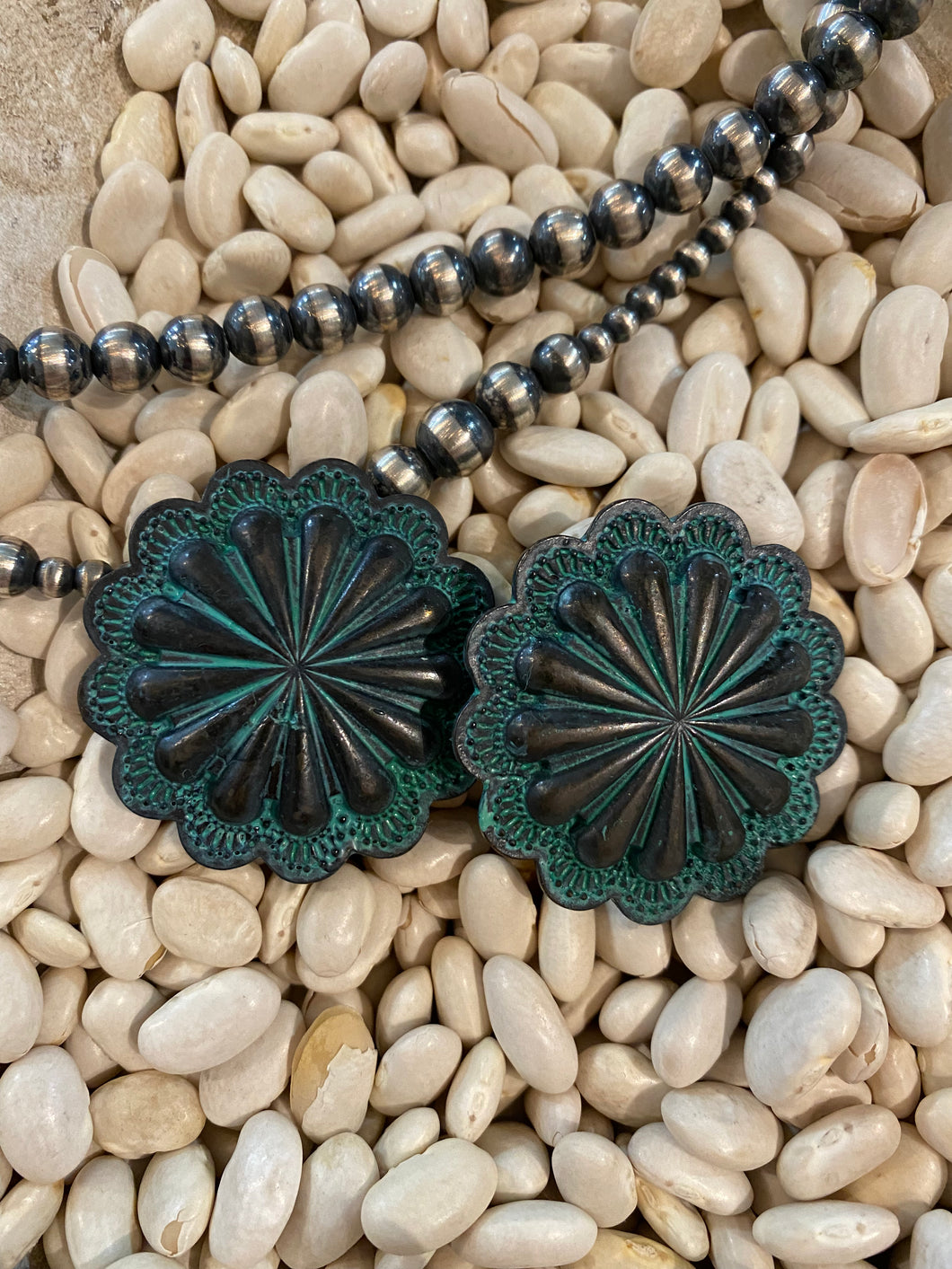 Faux Large Concho Earrings